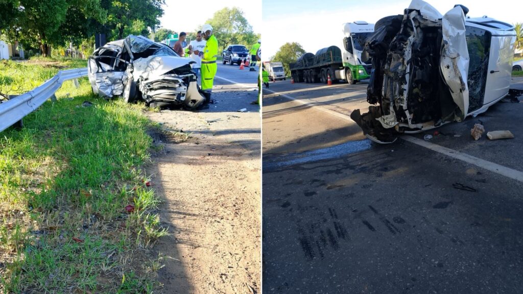 grave-acidente-entre-caminhonete-e-carro-deixa-motorista-ferido-na-br-101,-em-campos